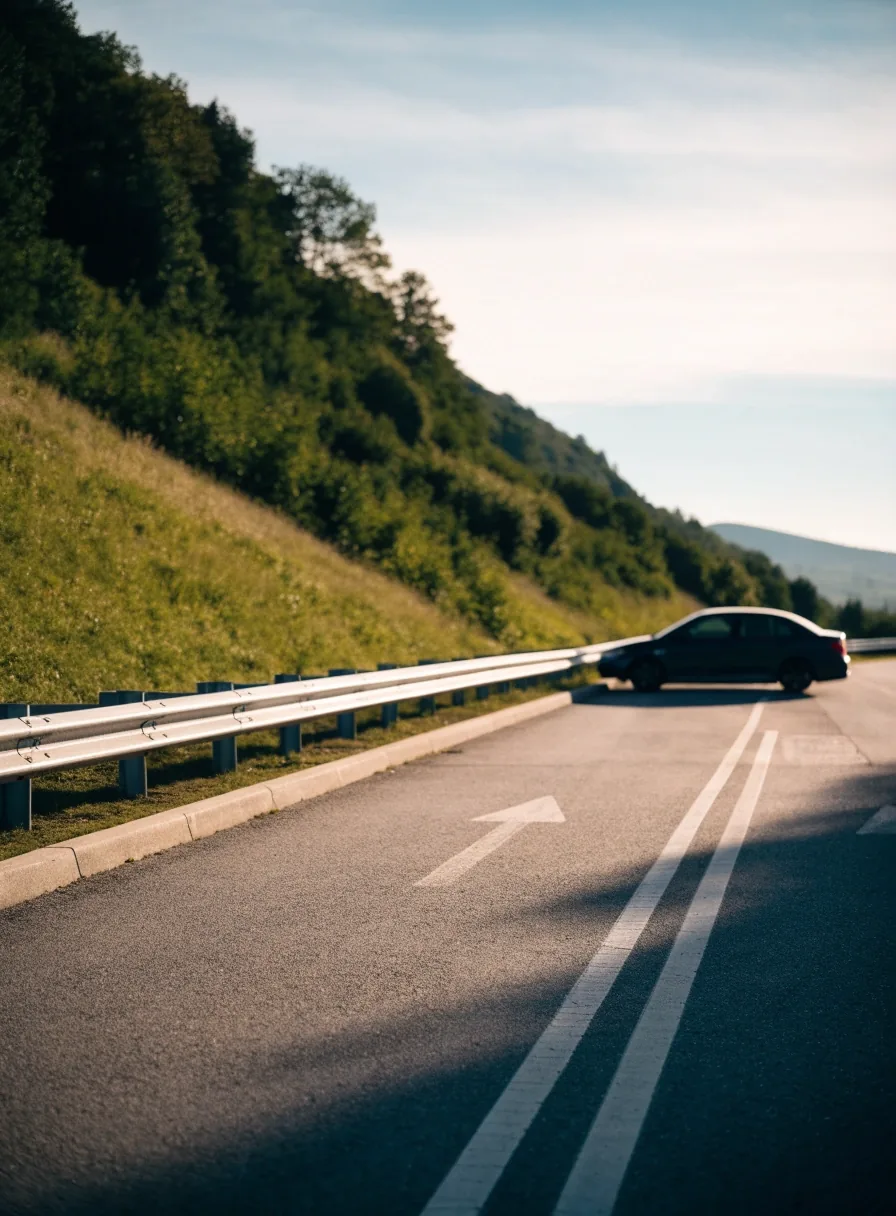 Hand richtet ein Navigationsgerät an der Windschutzscheibe eines geparkten Autos aus, Nachmittagslicht durch die Scheibe